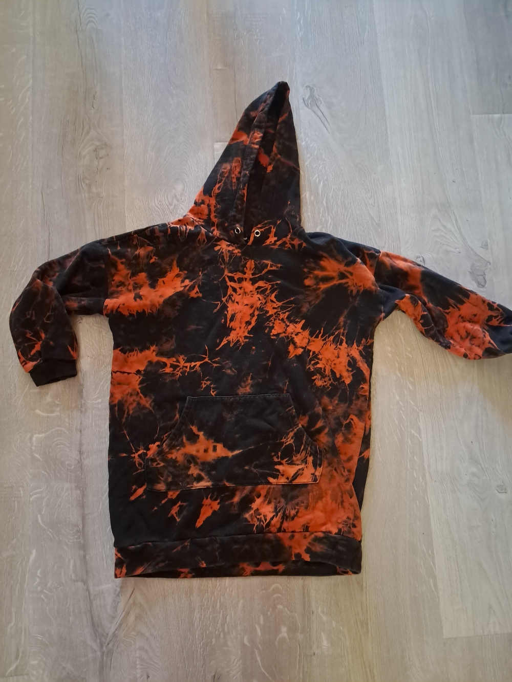 Fashion Nova Women's XS Black & Orange Tie-Dye Hoodie